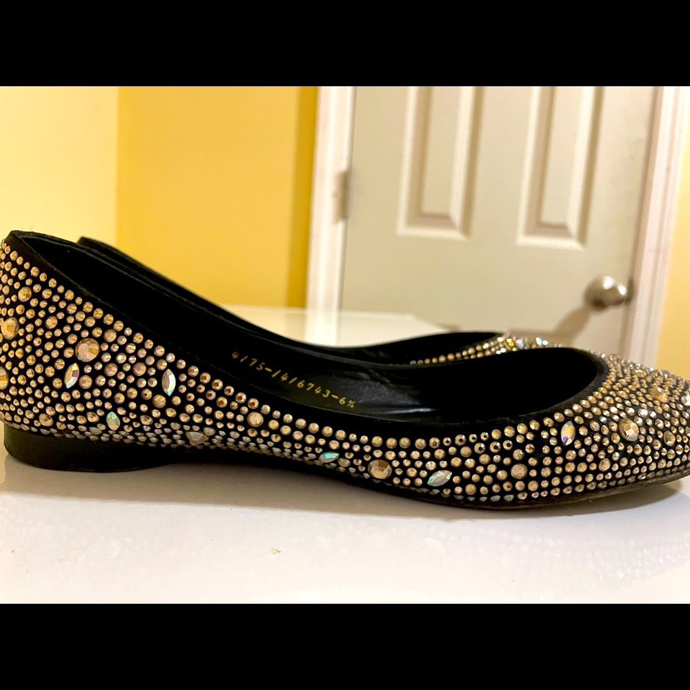 Gina Stunning Crystal Vintage Swarovski Embellished Black Flats - Picture 6 of 7
